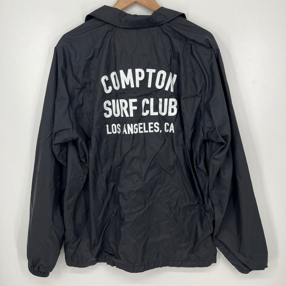 Matix Compton Surf Club LA Coaches Jacket Black Mens XL Nylon Snap Front - Picture 2 of 14